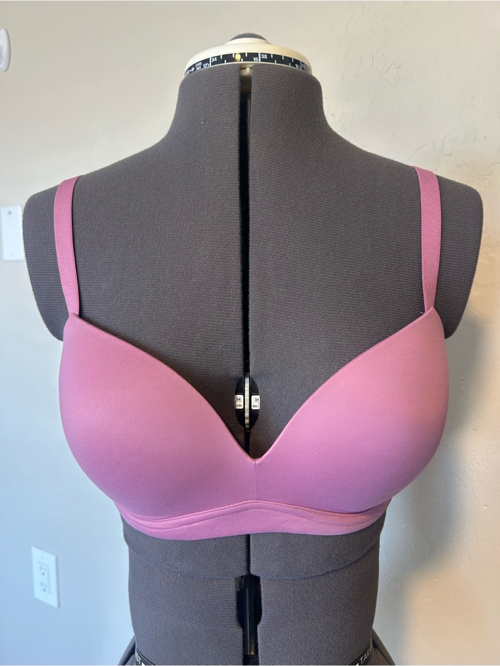 DOBREVA T-Shirt Bra Smoke Rose Solid 34D Adjustable Straps Hook & Eye (1923)